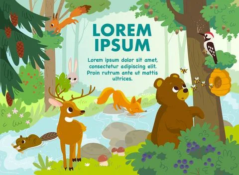 Cartoon vector animals that live in the forest. Illustrazione stock