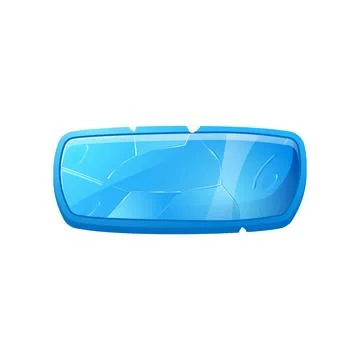 Cartoon vector blue game button, ice crystal frame, menu interface, options and Illustrazione stock