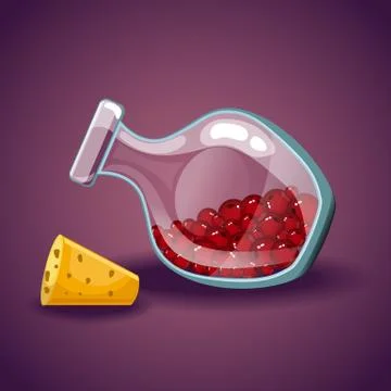 Cartoon vector bottles with berries Stock Illustration