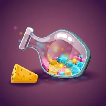 Cartoon vector bottles with gem Stock Illustration