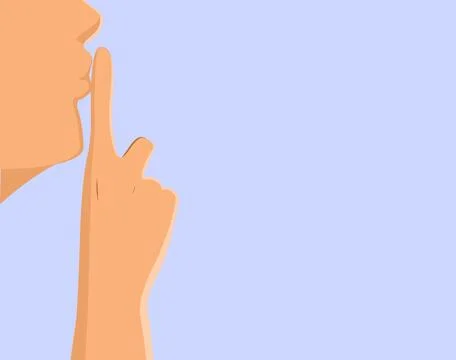 Cartoon Vector Close-Up of Man Making Silence Gesture Profile View Illustrati Stock Illustration