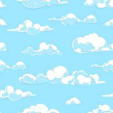 Cartoon vector clouds weather seamless pattern in pastel colors イラスト素材