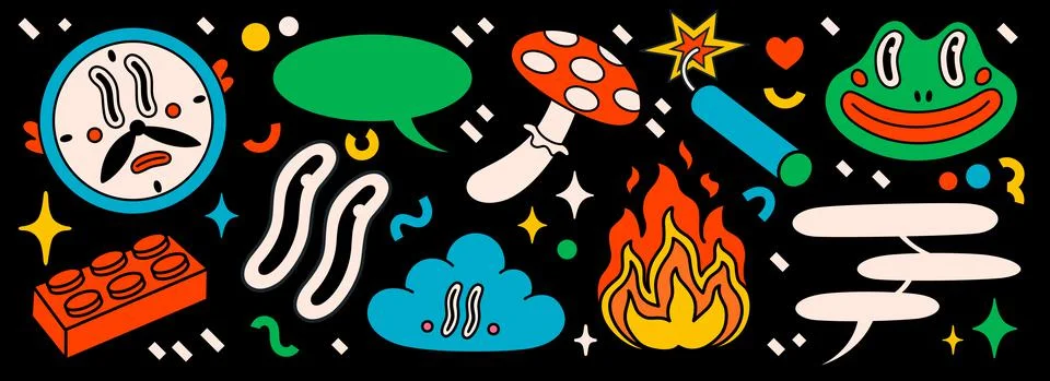 Cartoon vector Comic characters. Crazy cartoons Abstract vector collection in Illustrazione stock