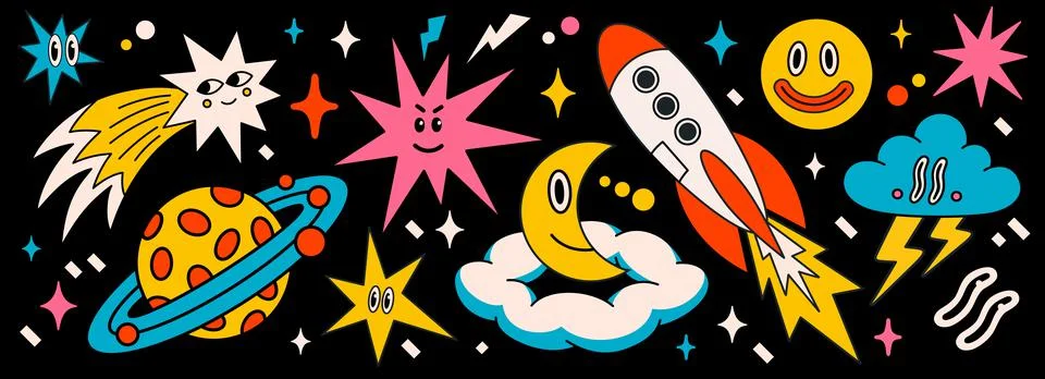 Cartoon vector Comic characters. Crazy cartoons Abstract vector collection in Stock-Illustration