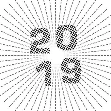 Cartoon vector cute 2019 year illustration. Sketchy with new year theme items Stock Illustration