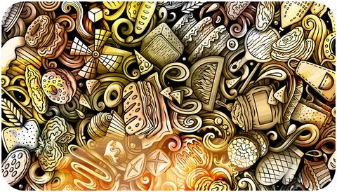 Cartoon vector doodle Bakery banner background Illustrazione stock