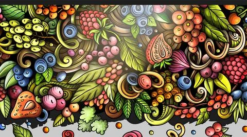 Cartoon vector doodle Berries background Stock Illustration