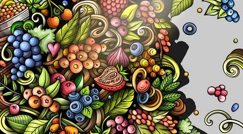 Cartoon vector doodle Berries background Stock Illustration