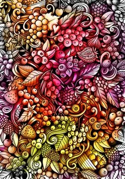 Cartoon vector doodle Berries background 스톡 일러스트