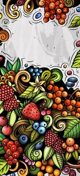 Cartoon vector doodle Berries background Stock Illustration