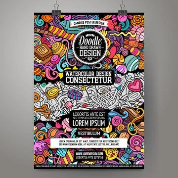 Cartoon vector doodle Candies poster Stock Illustration