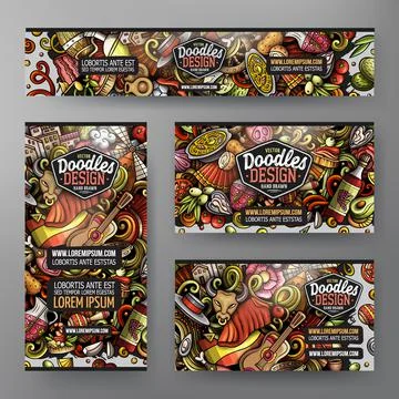 Cartoon vector doodle set of Spain corporate identity templates Illustrazione stock