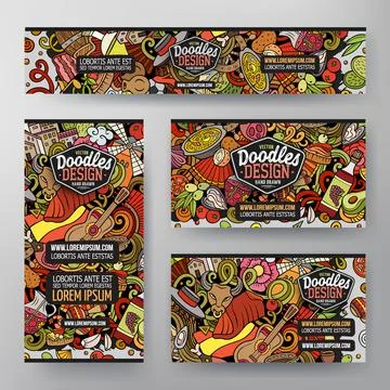 Cartoon vector doodle set of Spain corporate identity templates Illustrazione stock