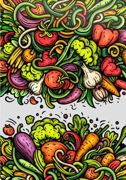 Cartoon vector doodle Vegetables banner background Illustrazione stock