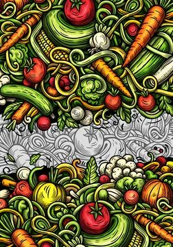 Cartoon vector doodle Vegetables banner background Stock Illustration