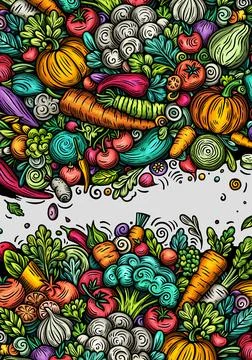 Cartoon vector doodle Vegetables banner background Illustrazione stock
