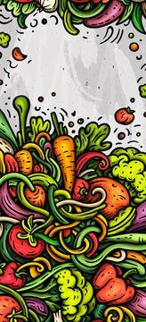 Cartoon vector doodle Vegetables banner background Illustrazione stock