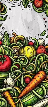 Cartoon vector doodle Vegetables banner background Illustrazione stock