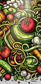 Cartoon vector doodle Vegetables banner background Illustrazione stock