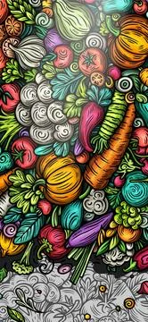 Cartoon vector doodle Vegetables banner background Stock Illustration
