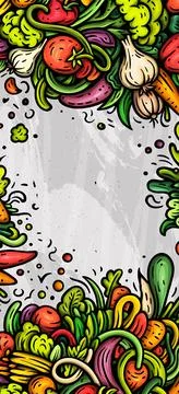 Cartoon vector doodle Vegetables banner background Illustrazione stock
