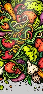 Cartoon vector doodle Vegetables banner background Stock Illustration