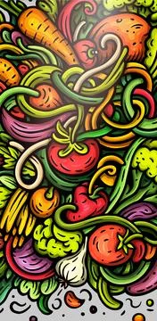 Cartoon vector doodle Vegetables banner background Stock Illustration