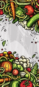 Cartoon vector doodle Vegetables banner background Stock Illustration