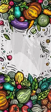 Cartoon vector doodle Vegetables banner background Illustrazione stock