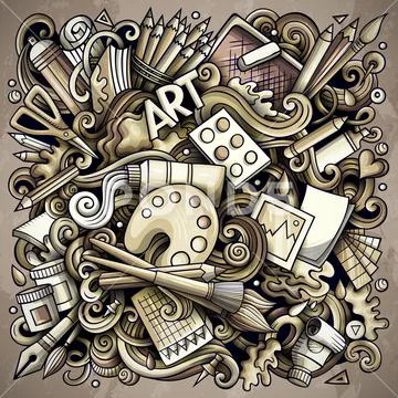 Cartoon vector doodles Art and Design illustration. Stock Illustration