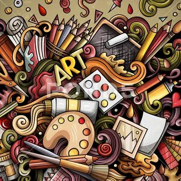 Cartoon vector doodles Art card. Artistic funny border Stock Illustration