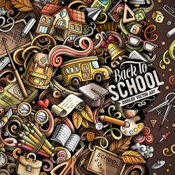 Cartoon vector doodles Back to school frame Stock Illustration