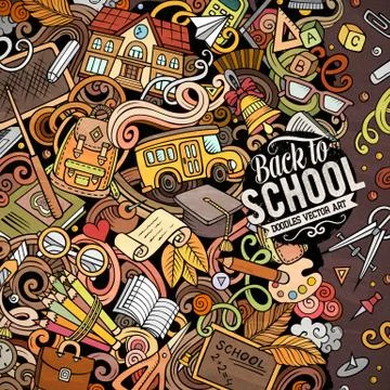 Cartoon vector doodles Back to school frame Stock Illustration