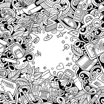 Cartoon vector doodles Back to school frame Stock Illustration