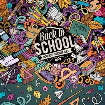 Cartoon vector doodles Back to school frame Stock Illustration