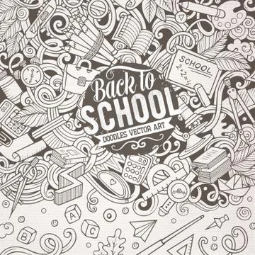Cartoon vector doodles Back to school frame Stock Illustration
