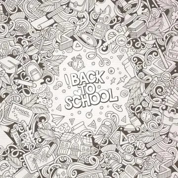 Cartoon vector doodles Back to school frame Stock Illustration