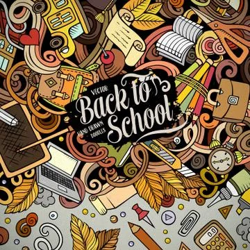 Cartoon vector doodles Back to school frame Stock Illustration