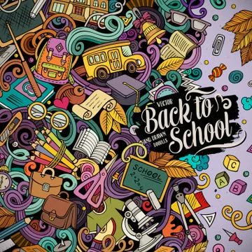 Cartoon vector doodles Back to school frame Stock Illustration