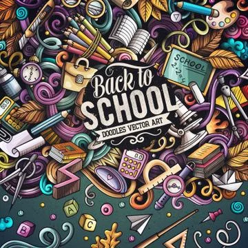 Cartoon vector doodles Back to school frame Stock Illustration