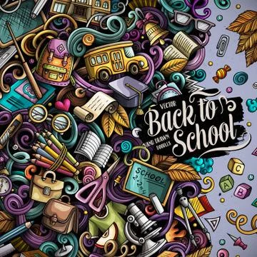 Cartoon vector doodles Back to school frame Stock Illustration
