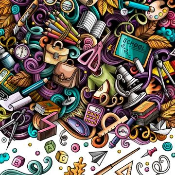 Cartoon vector doodles Back to school frame Stock Illustration