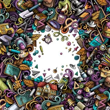 Cartoon vector doodles Back to school frame Stock Illustration