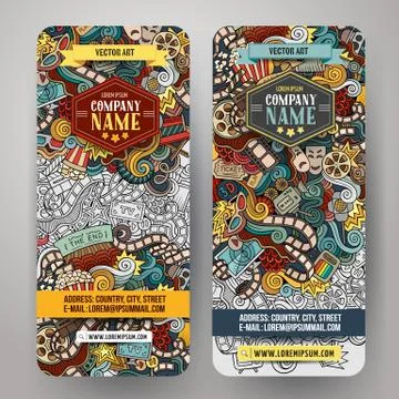 Cartoon vector doodles cinema banners Stock Illustration