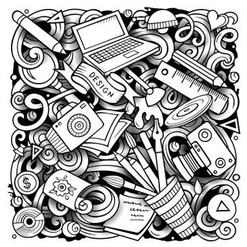 Cartoon vector doodles Design illustration Illustrazione stock