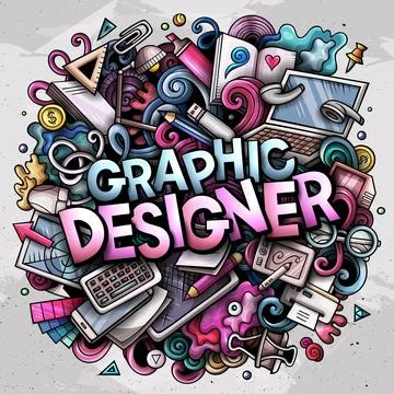 Cartoon vector doodles Graphic Designer illustration Stock Illustration