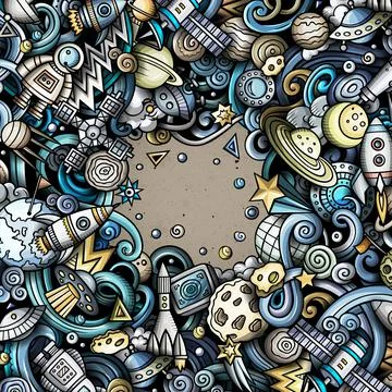 Cartoon vector doodles Space frame Stock Illustration