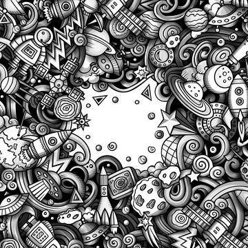 Cartoon vector doodles Space frame Stock Illustration