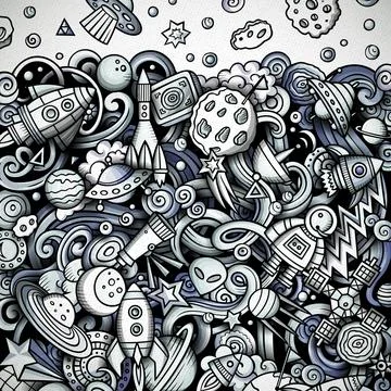 Cartoon vector doodles Space frame Stock Illustration