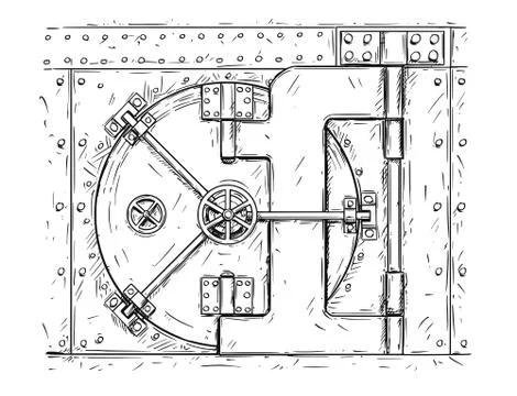 Cartoon Vector Drawing of Closed Vault Door Ilustración de archivo